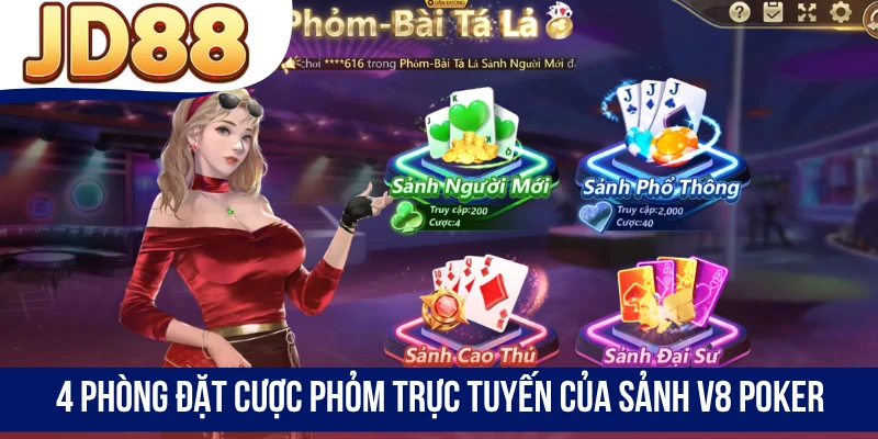 4 phòng đặt cược Phỏm trực tuyến của sảnh V8 Poker